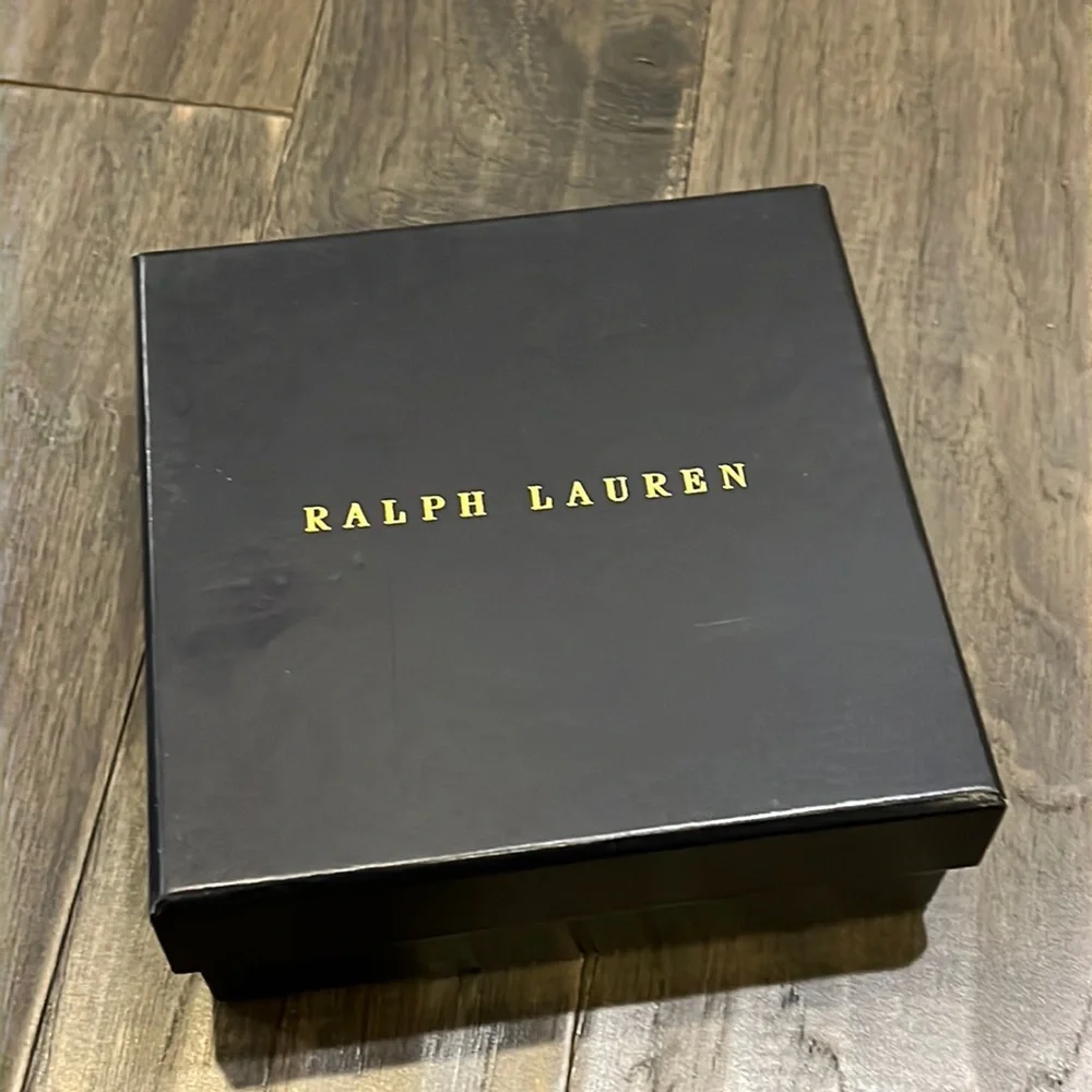 Polo Ralph Lauren Wentworth Coasters + Caddy Horseshoe Equestrian Saddle Leather